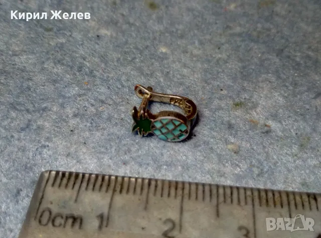 ФИГУРАЛНА ЕМАЙЛИРАНА СРЕБЪРНА ОБЕЦА АНАНАС СРЕБРО 925 ФИНА МАЙСТОРСКА АРТ ИЗРАБОТКА 48206