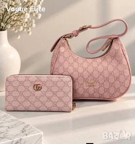 дамски комплект чанта и портмоне Gucci , снимка 3 - Портфейли, портмонета - 56218356