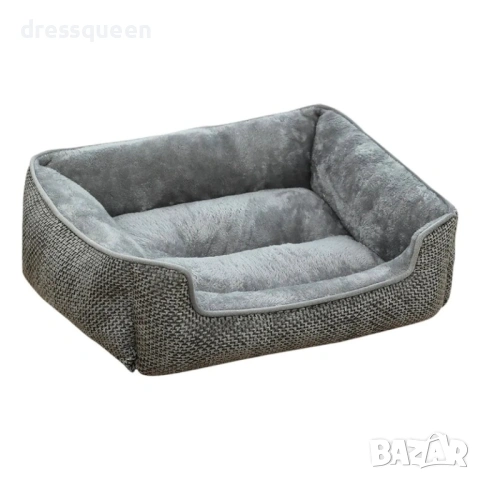 4630 Луксозно пухкаво легло за кучета и котки – Кралски комфорт в меко сиво (Размери M/L), снимка 4 - За кучета - 53644111