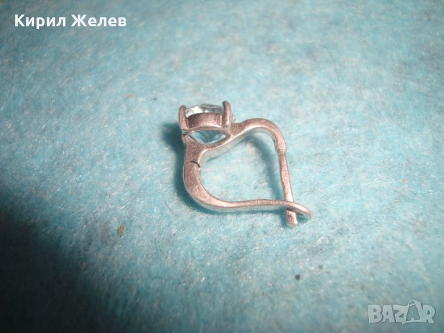 СТАРА СРЕБЪРНА ОБЕЦА - АНГЛИЯ ВИНТИДЖ АРТ ДЕКО БИЖУ с ФАСЕТИРАН СИН ЦИРКОН 25711, снимка 10 - Обеци - 35736250