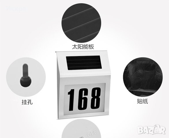 Лед соларна светеща табела за номер на къща , снимка 3 - Други - 41067339