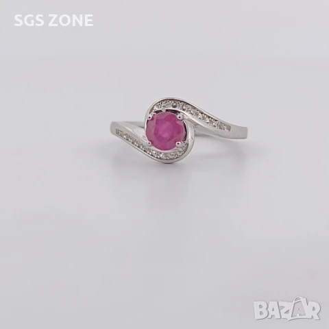 СРЕБЪРЕН ПРЪСТЕН С РУБИНИ, САПФИРИ , снимка 4 - Пръстени - 51167798