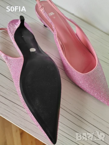 Zara 37 розови обувки с кристалина котешко токче, снимка 3 - Дамски елегантни обувки - 51170704