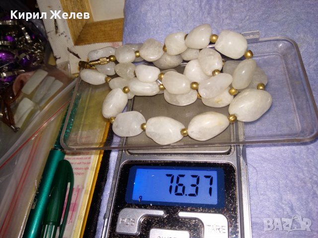 МЛЕЧЕН КВАРЦ - ПРЕКРАСНО РЕТРО АР НУВО СТИЛ КОЛИЕ от ПОЛИРАНИ ПОЛУСКЪПОЦЕННИ КАМЪНИ и БРОНЗ 34697, снимка 6 - Колиета, медальони, синджири - 39189611