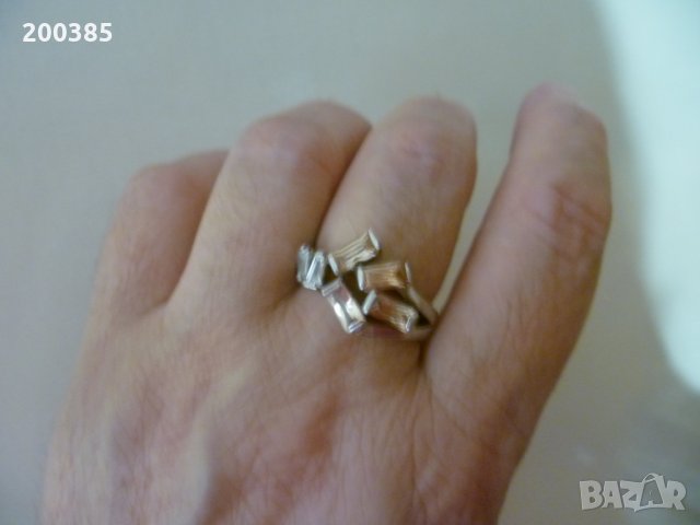 Сребърен пръстен с кристали, снимка 4 - Пръстени - 35784929