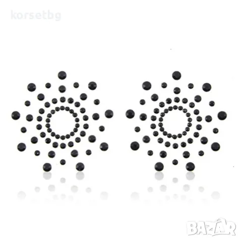 Лепенки за зърна с черни камъни – секси допълнение към бельо 22132, снимка 1