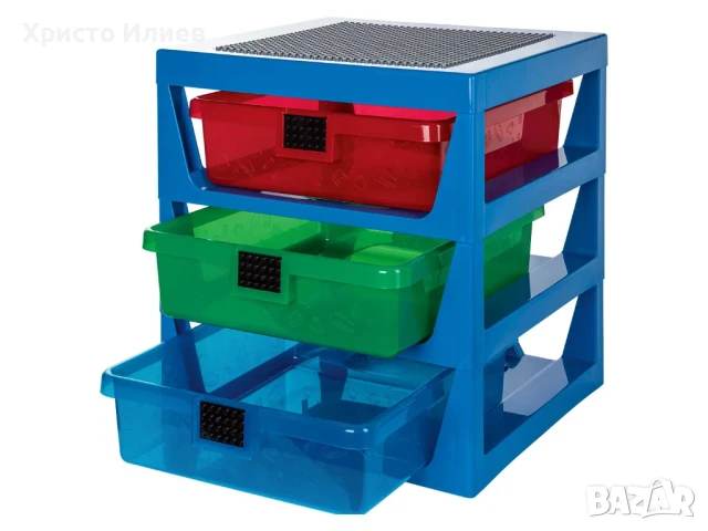 LEGO Лего кутия за съхранение с 3 чекмеджета син Органайзер 
