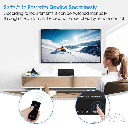 Нов HDMI превключвател за Fire Stick HDTV PS4/5 игра Конзоли компютър, снимка 4 - Друга електроника - 41465403