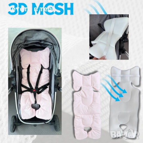 Постелка супер против изпотяване с 3д меш бебешко розово, снимка 1