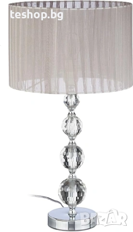 Нощна лампа Relaxdays абажур от воалирана тъкан и кристални стъклени топки