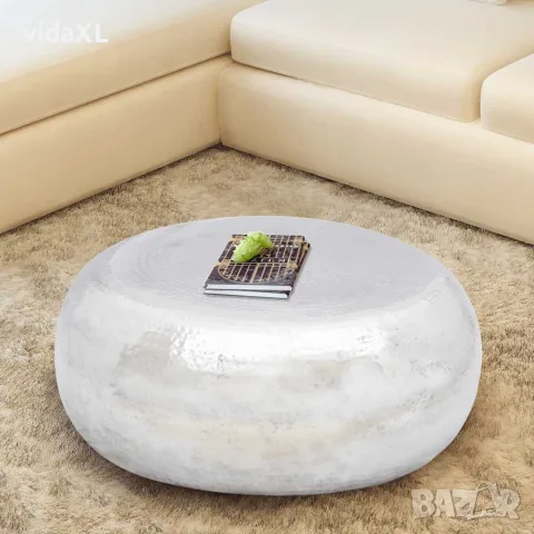 vidaXL Кована алуминиева маса за кафе, сребриста, снимка 2 - Маси - 56146286