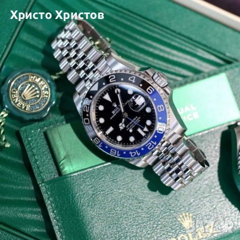 Мъжки луксозен часовник Rolex GMT-MASTER BATMAN , снимка 6 - Мъжки - 41628469