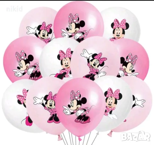 Мини Маус Minnie Mouse розов бял латекс балон балони парти рожден ден, снимка 4 - Други - 37538133
