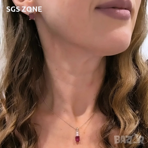 Сребърна висулка със РУБИН, снимка 5 - Колиета, медальони, синджири - 51512220