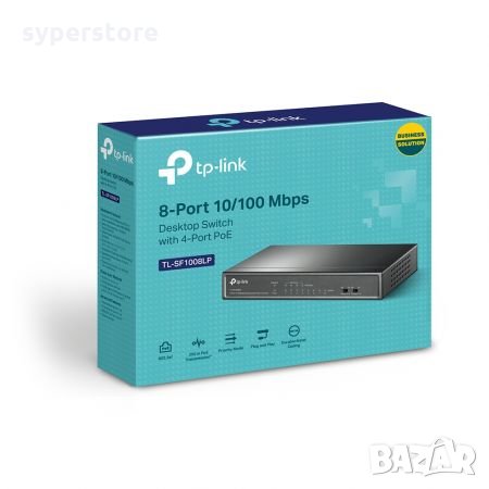 Суич TP-Link TL-SF1008LP 8-портов Desktop комутатор, снимка 2 - Суичове - 35822357
