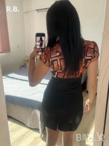 Кафяво/черна елегантна рокля, М размер, снимка 4 - Рокли - 47736014