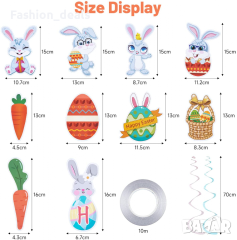 Нов банер за Великден Украса Гирлянд заек яйце морков Декор стая парти, снимка 3 - Други - 36283843