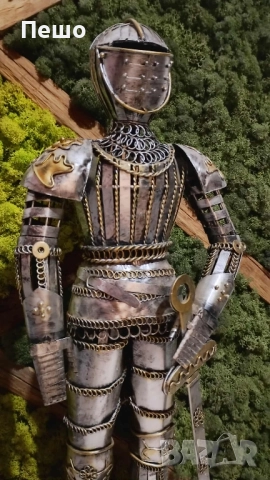 Желязна статуетка - Рицар, снимка 7 - Антикварни и старинни предмети - 52360133