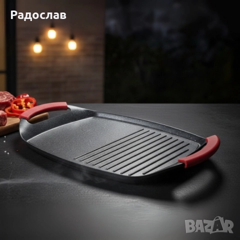 Грил плоча QUEEN ATG47M – 47 см с незалепващо покритие и двойна повърхност., снимка 2 - Скари - 51822063