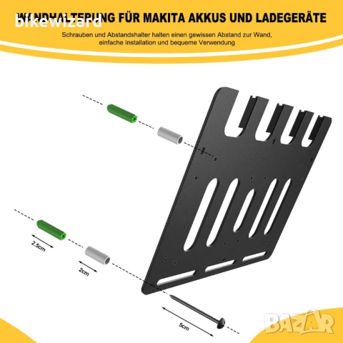 Стенна стойка за 2 зарядни устройства и 4 батерии Makita 18V и 14.4V НОВИ, снимка 2 - Други инструменти - 50639580
