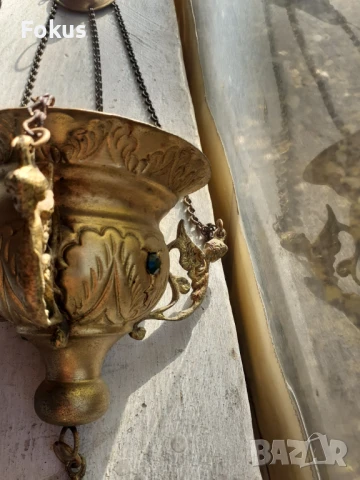 Старо бронзово висящо кандило кадило тамянник, снимка 7 - Антикварни и старинни предмети - 51106756