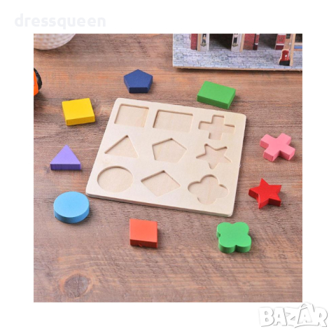 3588 Детски дървен пъзел 3Д с образователна цел и дъска с геометрични фигури, снимка 12 - Образователни игри - 44597899