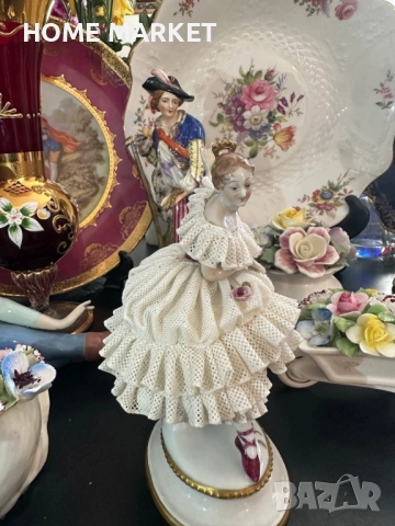 Volkstedt Фолкщед Germany  Curca 1945 (Älteste Volkstedter Porzellanmanufaktur) Dresden Lace , снимка 9 - Антикварни и старинни предмети - 52939094