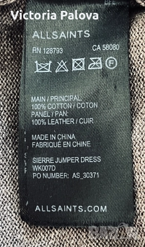 ALLSAINTS  LONDON SIERRE JUMPER DRESS - дизайнерски модел рокля, снимка 10 - Рокли - 52997606