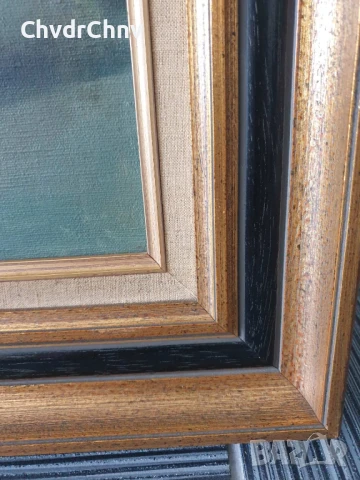 Mathys 68х58см/стара картина масло върху платно/натюрморт кана с цветя/1979/дървена рамка, снимка 8 - Картини - 51357163