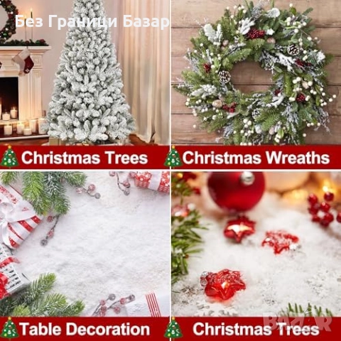 Нов Декоративен изкуствен сняг 200g – реалистичен зимен ефект за коледна украса, елхи и миниатюри, снимка 4 - Декорация за дома - 52503302