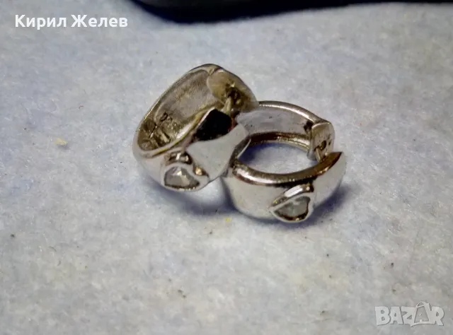 ШАРМАНТНИ СРЕБЪРНИ ОБЕЦИ СРЕБРО 925 с БЯЛА ПОЗЛАТА и СЪРЦЕВИДНИ ФАСЕТИРАНИ ЦИРКОНИ 47480, снимка 2 - Обеци - 49510752