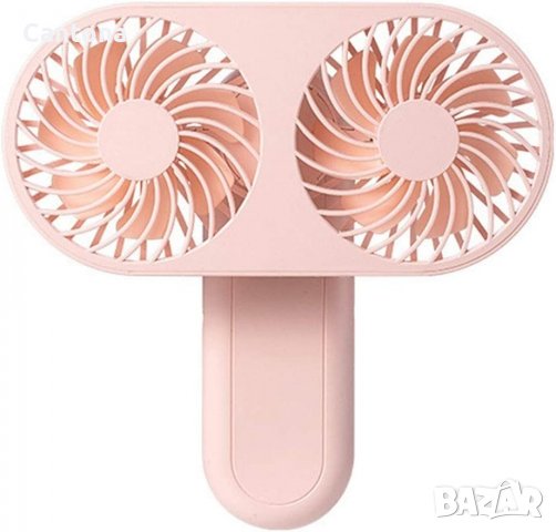 Акумулаторен ръчен вентилатор с 2 глави, 3 степени, Li Ion батерия, micro USB