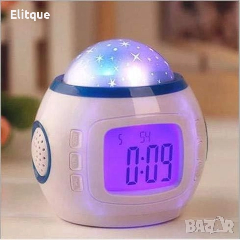 Будилник с прожекционна лампа – магията на звездното небе във вашата стая +музика, снимка 11 - Детски нощни лампи - 52596939