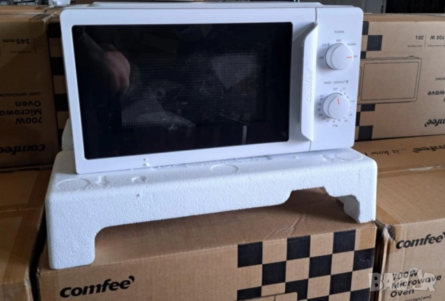 Микровълнова фурна Comfee с 5 нива на мощност, 20 L, 700 W, Бяла, Механично управление