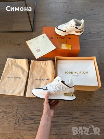 Louis Vuitton дамски сникърси маратонки обувки бели естествена кожа, снимка 5 - Маратонки - 50234415