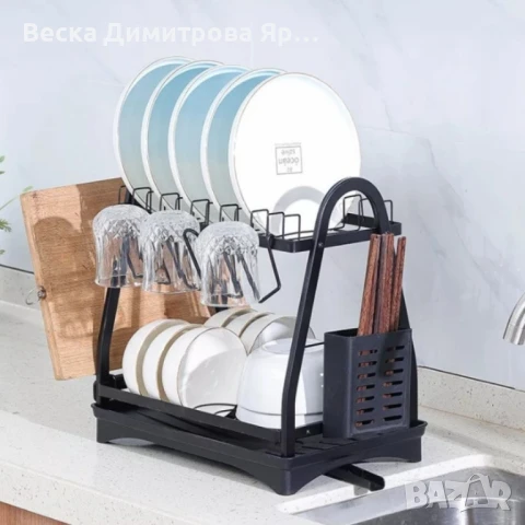 Пластмасов елегантен сушилник за съдове на две нива, снимка 7 - Други стоки за дома - 51302815