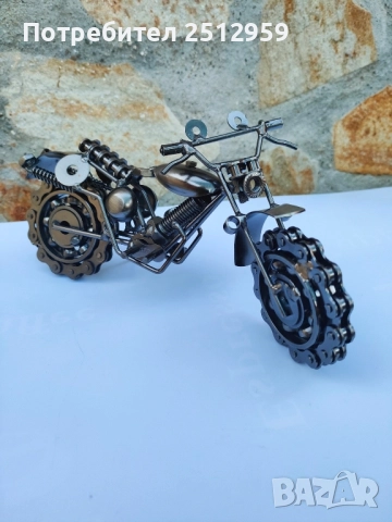 метален мотоциклет, ръчно изработен , снимка 4 - Декорация за дома - 51620266