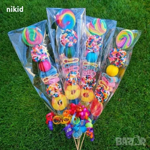 50 бр дълги тесни прозрачни Пликчета от целофан опаковъчни торбички за дребни сладки ръчна изработка, снимка 2 - Други - 49121094