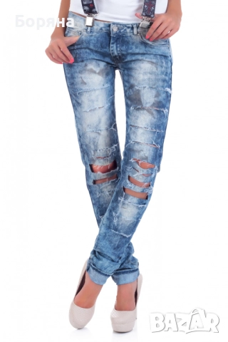 Caramella Fashion нови с етикет уникални дънки с разрези, снимка 7 - Дънки - 52815944