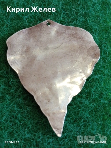 Сребърна висулка листо от дървото Бодхи ювелирна изработка 53048, снимка 4 - Колиета, медальони, синджири - 53070889