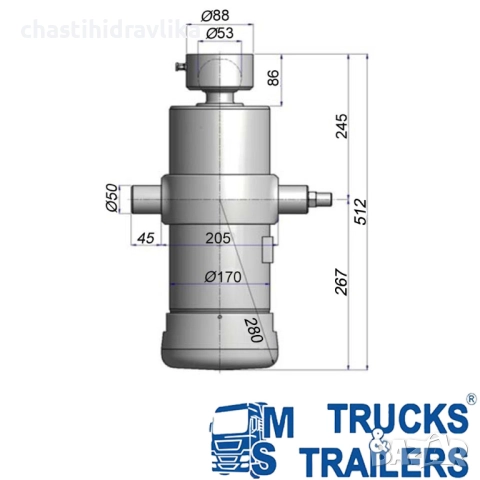 Хидравличен цилиндър HYVA UMB-149-6-1780-K245-50-3/4″HC 71405509, снимка 2 - Части - 52118659