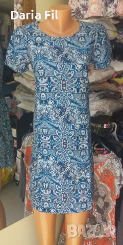 Тъничка и много лека рокля с пейсли принт в сини цветове, снимка 1 - Рокли - 41513309
