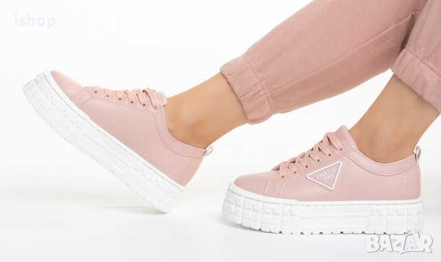 Розови Спортни Обувки На Платформа, снимка 4 - Маратонки - 42146531