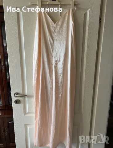  Нов сатенен сатен елегантен цвят праскова прасковен гащеризон 