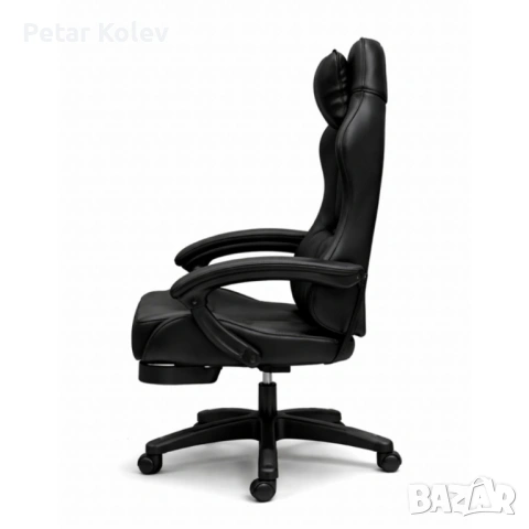 Премиум геймърски стол с масажна функция, поставка за крака и ергономична метална рамка, PU кожа, Че, снимка 6 - Столове - 53457345