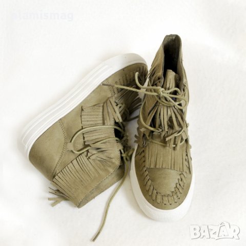 Дамски спортни обувки, Маслено зелени, снимка 2 - Дамски ежедневни обувки - 35817187