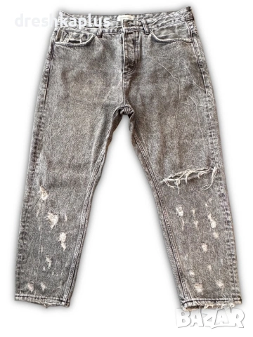 BERSHKA Дънки Slim Fit • Размер 34 • Сиви с Брички