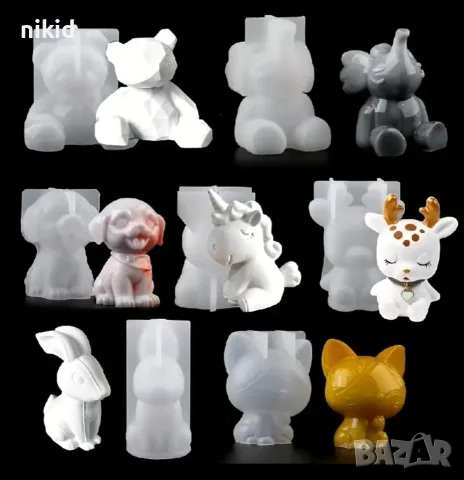 3d Мече слон куче коте еднорог елен заек силиконов молд форма смола свещ гипс шоколад , снимка 3 - Форми - 55712671
