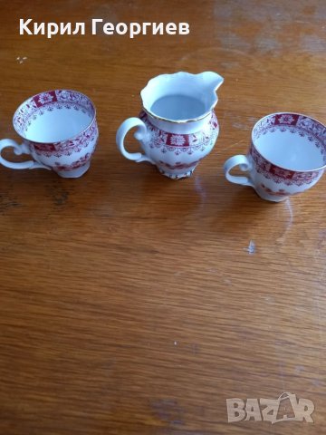 Сервиз за кафе за двама с латиера от фин Баварски порцелан със златен кант 