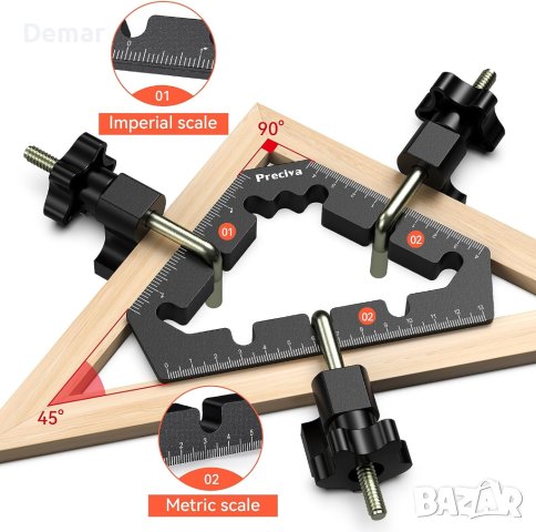 Квадратни скоби за позициониране на 90 градуса и 45 градуса, снимка 2 - Шублери - 41715818